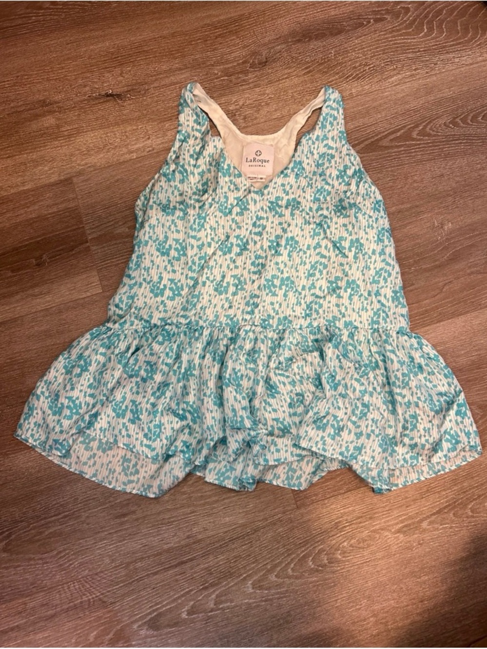LaRoque Aqua Floral Ruffle Tank Top